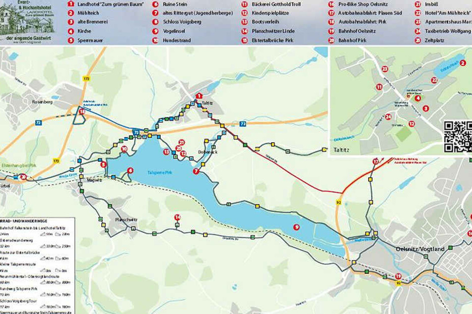 So sieht der neue Routenplaner für Wanderfreunde rund um die Talsperre Pirk aus.