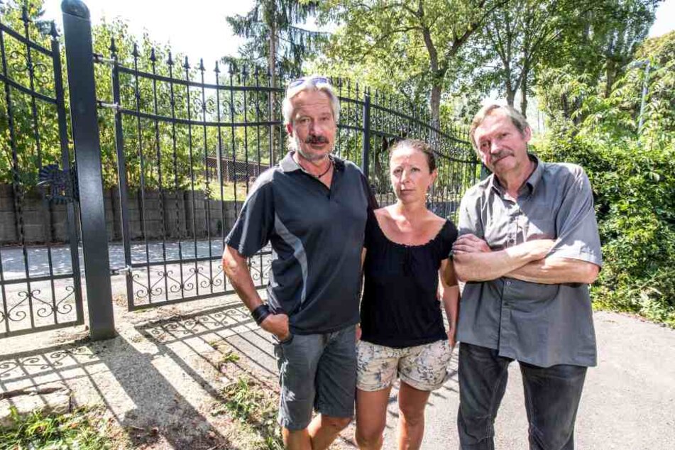 Hier fingen und fesselten (v.l.) Jörg Neubert, Susann Barischnik und Matthias Grummich einen Einbrecher.