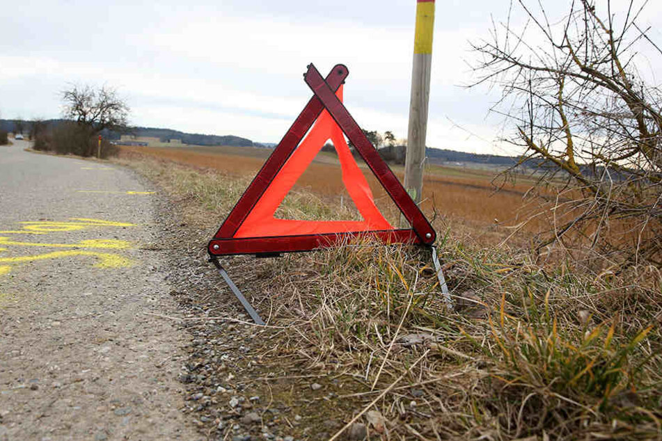 Die Frau krachte zuerst in eine Leitplanke, fuhr dann das Ortseingangsschild von Thallwitz um und landete anschließend auf einem Feld (Symbolbild).