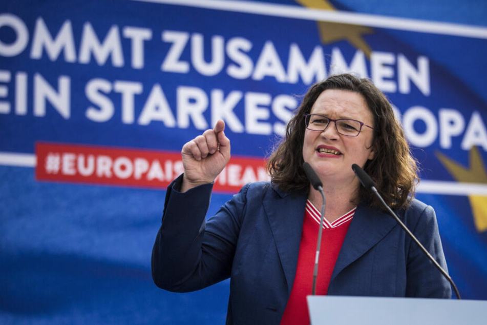 SPD-Chefin Andrea Nahles (48) beim Wahlkampf-Abschluss in Bremen.