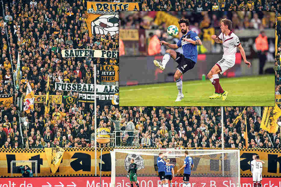 Rückkehrer Nils Teixeira (l.) lässt vor Niklas Hauptmann den Ball tanzen.