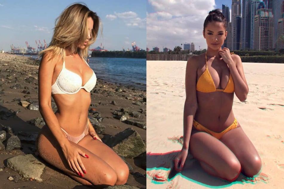Der Vergleich zeigt: Noch im letzten Jahr (links) war Enisa wesentlich dünner, als auf dem Bild aus ihrem aktuellen Dubai-Urlaub.
