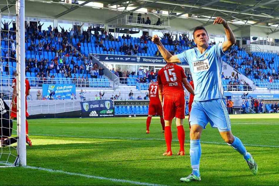 Daniel Frahn hat schon acht Mal getroffen, beim 3:1 gegen Lotte gleich dreifach.