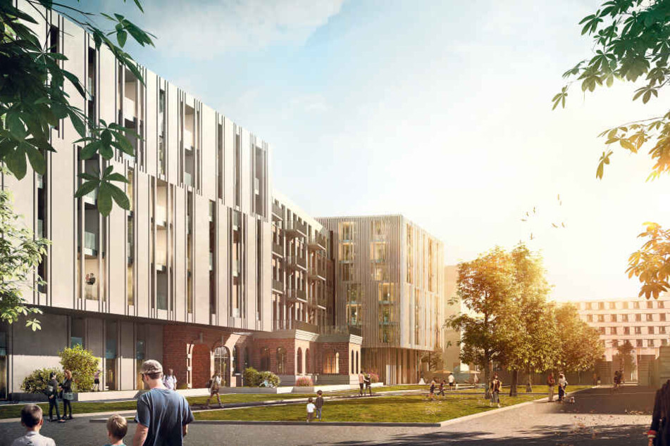 So soll die Fassade der alten Oberpostdirektion und der Neubauten künftig
aussehen.