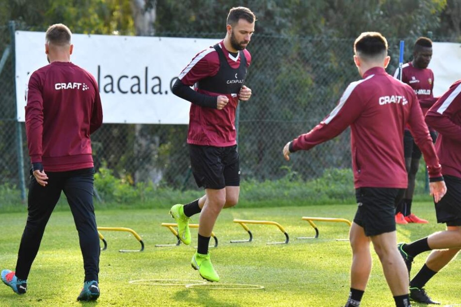 Josef Husbauer beim ersten Training mit Dynamo.