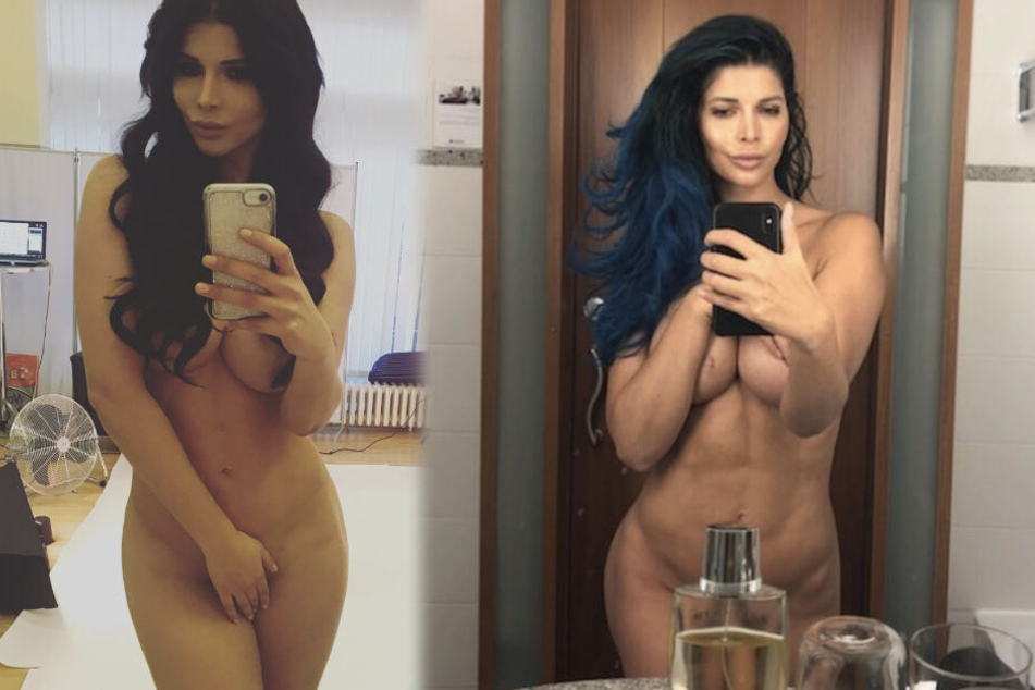 Micaela Schäfer leidet an einer unheilbaren Kleidungsunverträglichkeit. (Bildmontage)