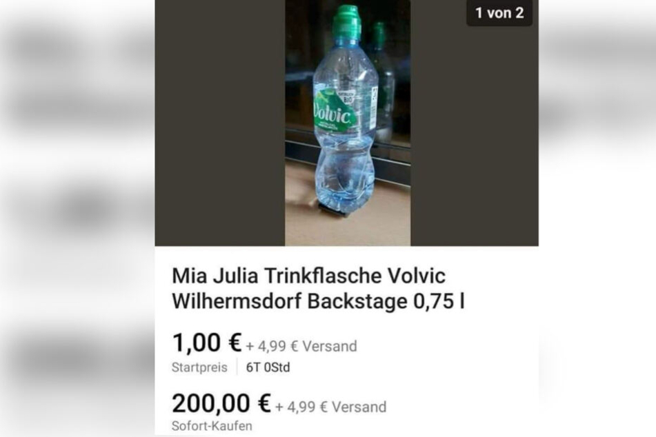 Die angeblich von Mia Julia Brückner gebrauchte Wasserflasche ist für 200 Euro sofort zu haben.