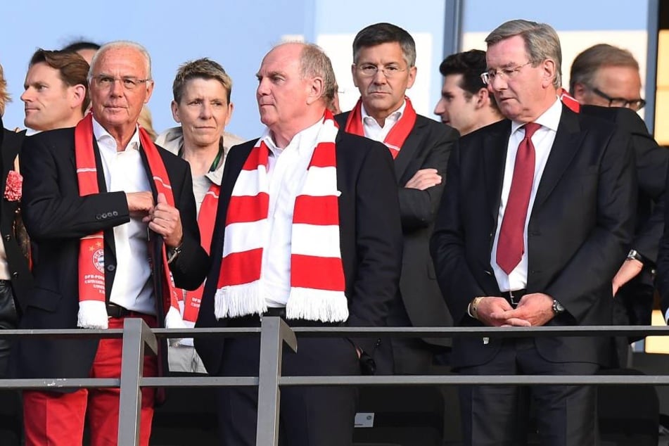 Die drei Mächtigen: Franz Beckenbauer, Uli Hoeneß und Karl Hopfner (v.l.).