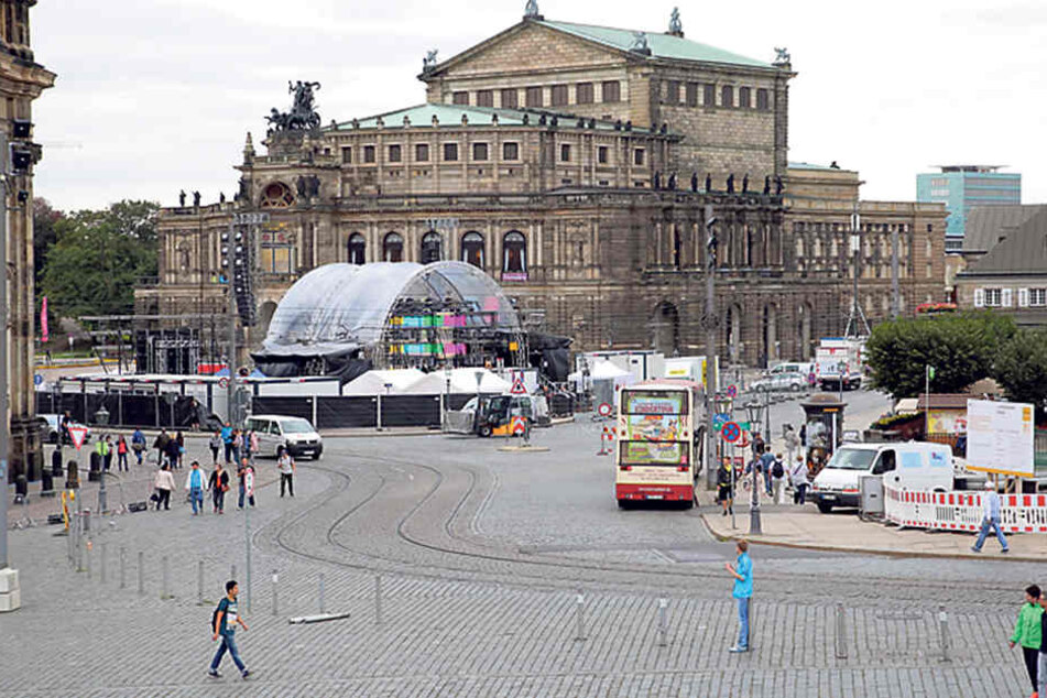 Ab Donnerstag ist rund um den Theaterplatzund den Zwinger alles gesperrt für den Autoverkehr