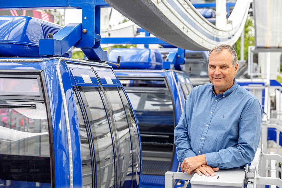 Riesenrad-Chef Oscar Bruch (56) ist mit dem "Wheel of Vision" zum ersten Mal in Dresden.