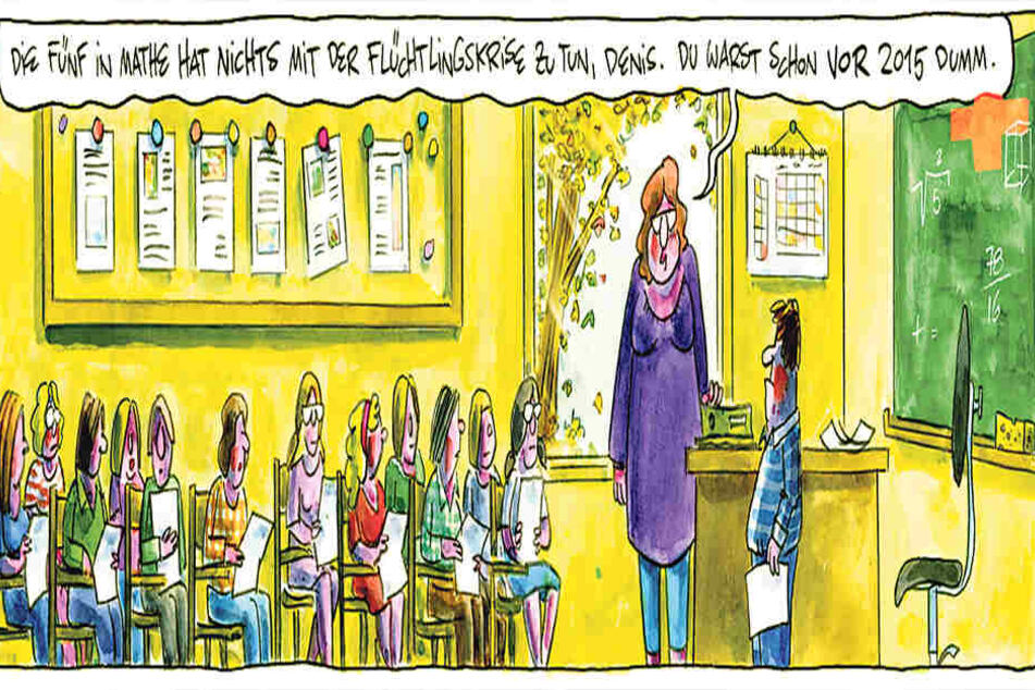 Mit der Karikatur "Flüchtlingskrise" gewann der Künstler Olaf Schwarzbach den erstmals ausgelobten Heinrich-Zille-Karikaturen-Preis.