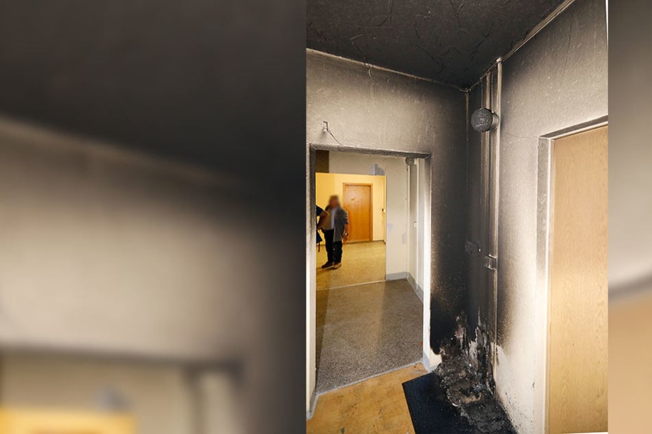 Vermutlich wurden abgestellte Schuhe im Treppenhaus angezündet.