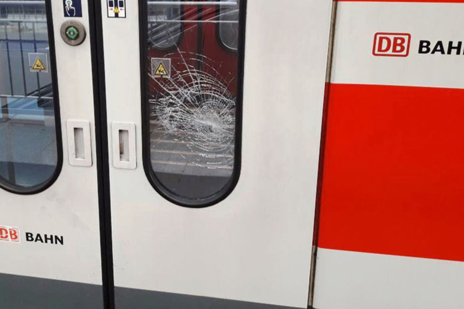 Von außen ging eine Tür der S-Bahn zu Bruch.