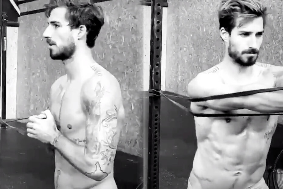 Kevin Trapp trainierte mit freiem Oberkörper und ließ sich dabei filmen.