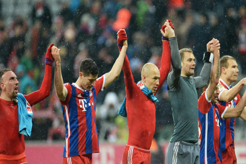 Feierten zusammen viele Erfolge: Franck Ribéry, Robert Lewandowski, Arjen Robben, Manuel Neuer, Rafinha und Holger Badstuber (von links nach rechts).