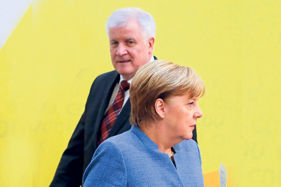 Sondieren für die Union: CSU-Chef Horst Seehofer (68) und Kanzlerin Angela
Merkel (63). „Wir werden nicht ohne Kompromisse auskommen“, sagt die
CDU-Chefin.