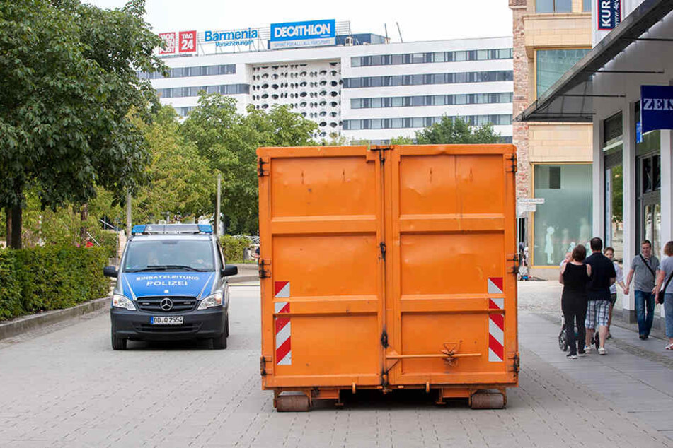 Solche, mit Sand gefüllte Container kamen schon beim Stadtfest zum Einsatz, sie sollen nun auch den Weihnachtsmarkt absichern.