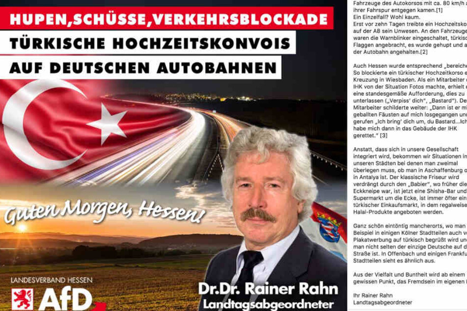 Dieser Screenshot zeigt den Facebook-Post von Rainer Rahn.