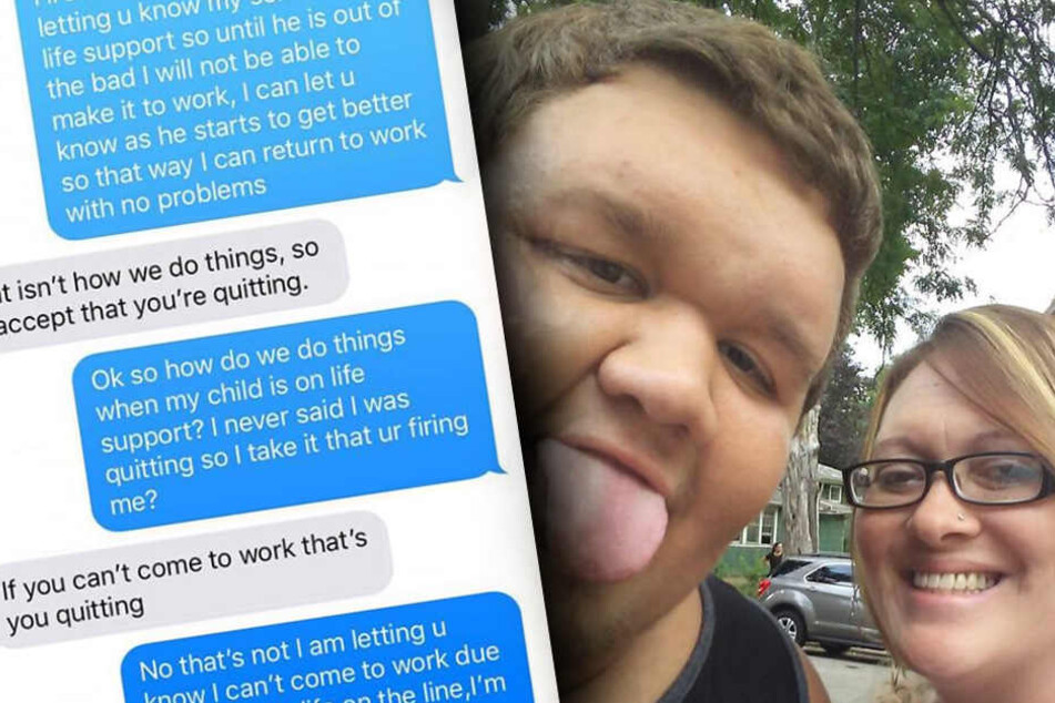 Diese SMS erhielt Crystal, als ihr Sohn Jason (18, li.) im Krankenhaus um sein Leben kämpfte.