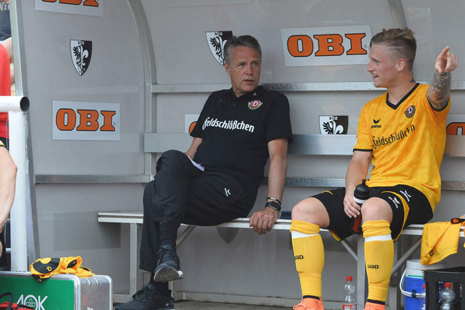 Dynamo-Coach Uwe Neuhaus kann am Sonntag auf Marvin Stefaniak (l.) zurückgreifen.