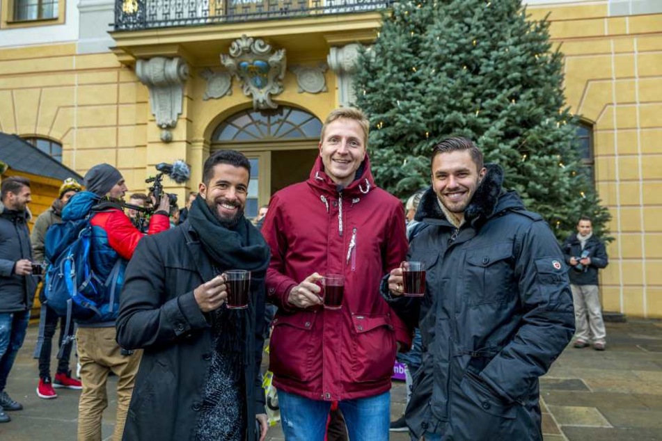 Gute Laune bei Nils Teixeira, Marco Hartmann und Pascal Testroet.