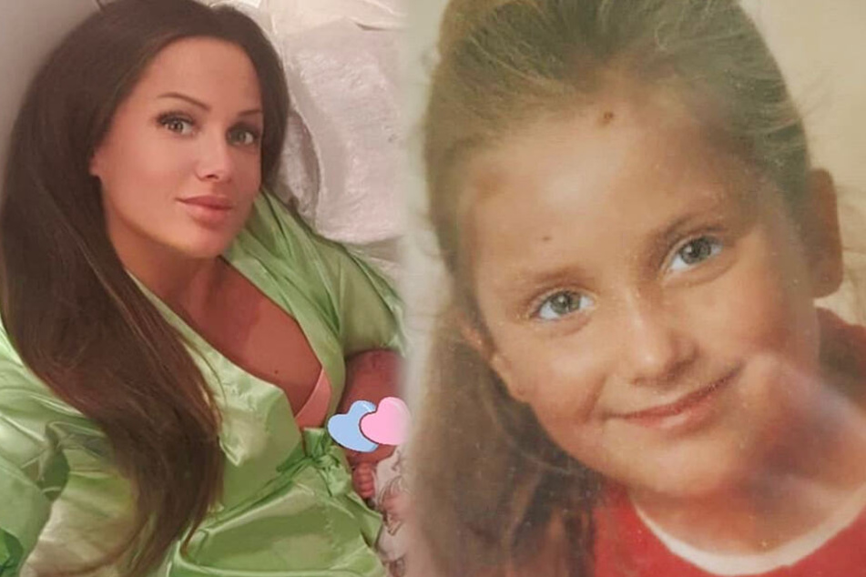 Die beiden Instagram-Screenshots zeigen Schwesta Ewa als Kind und als Mutter.