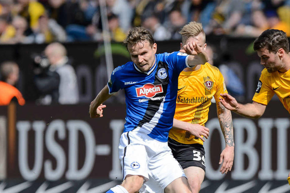 Auf beiden Seiten unvergessen: Der 34. Spieltag in der Saison 2013/14. Arminia besiegte Dynamo mit 3:2.