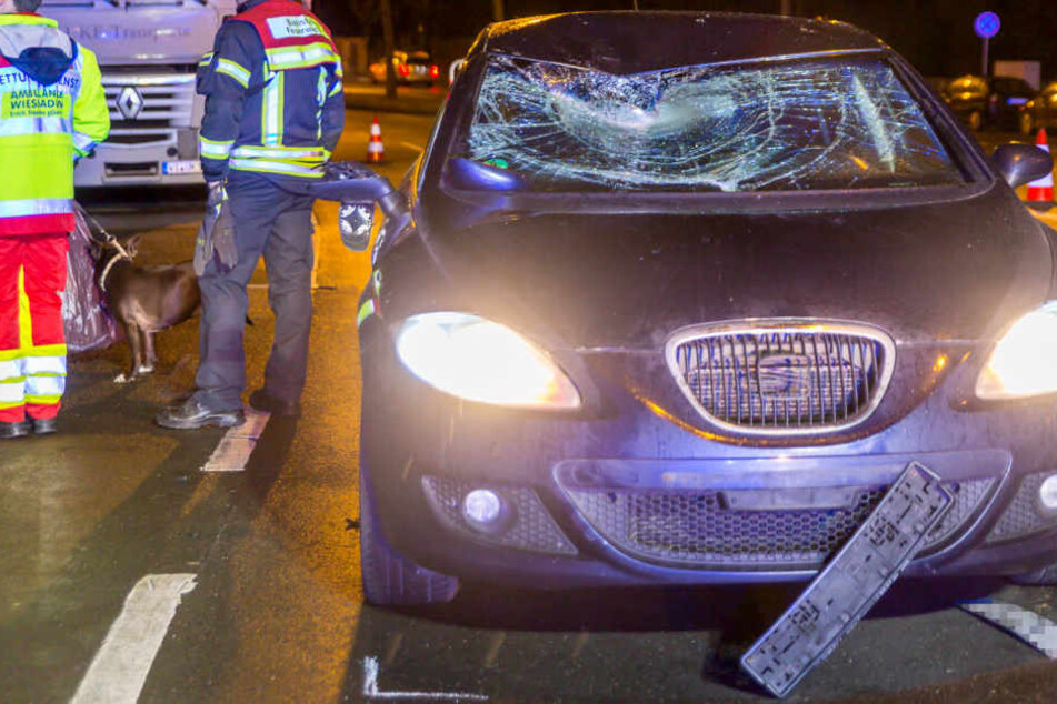 Die Frontscheibe war nach dem Unfall völlig zerstört.