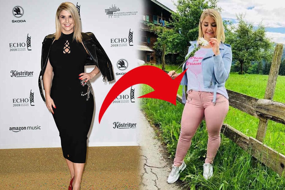 Beatrice Egli steht zu ihren Kurven - für ihre Hose (rechts) bekam sie jetzt allerdings fiese Kommentare.