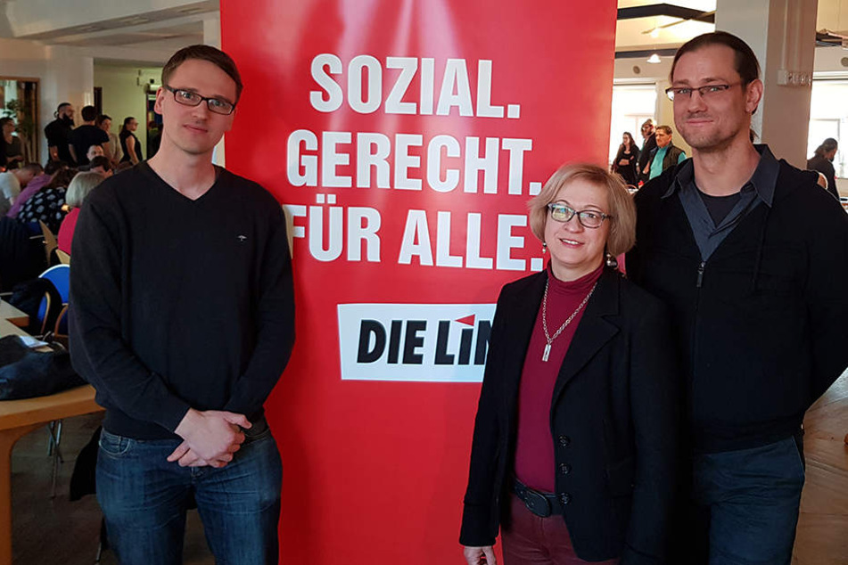 Der alte und neue Vorsitzende Adam Bednarsky und seine beiden Stellvertreter Barbara Höll und Kay Kamieth (v.l.n.r.).