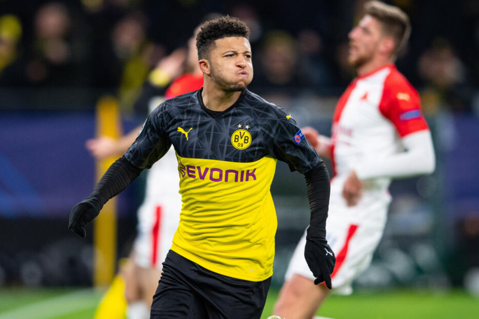 Jadon Sancho bejubelt sein Tor zum 1:0.