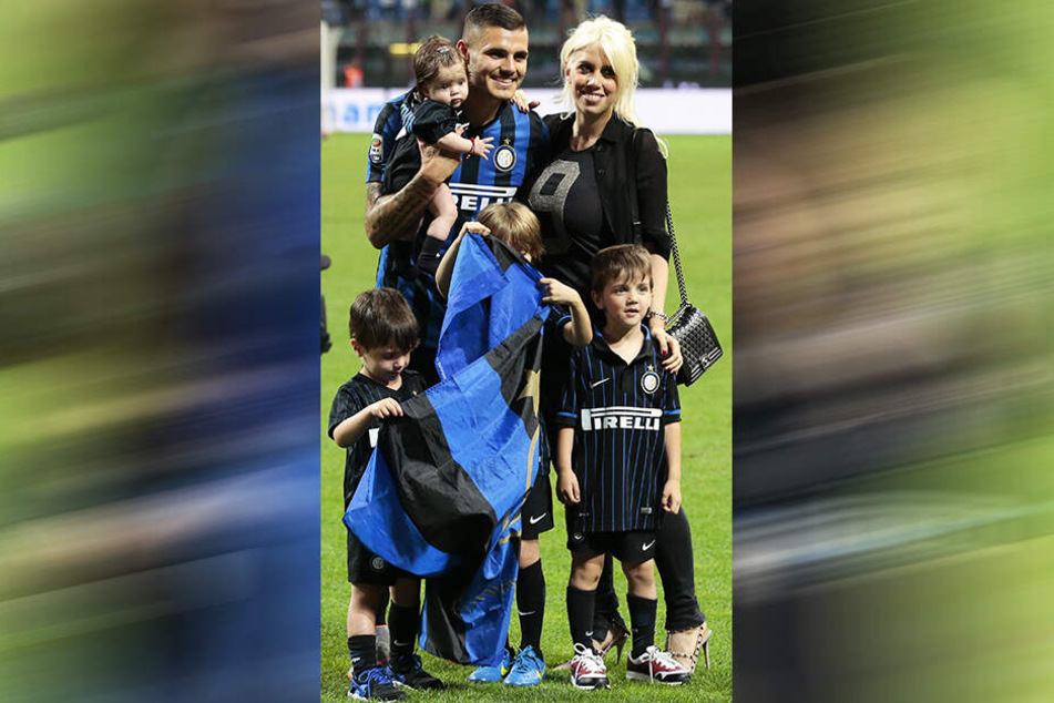Mauro Icardi, seine Frau und Beraterin Wanda Nara sowie ihre Kinder nach einem Inter-Spiel.