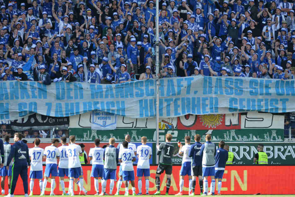 Das Plakat mit der Aufschrift "Wir danken der Mannschaft, dass sie uns auch in dieser Saison so zahlreich hinterhergereist ist" gewann bei der Verleihung.