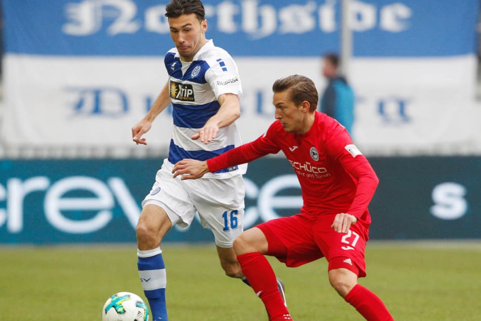 Das Spiel gegen Duisburg war auch für Konstantin Kerschbaumer (re.) sehr kampfbetont.