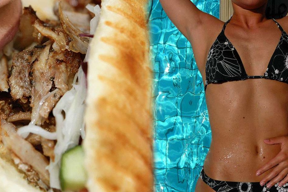 Wer kennt das nicht? Kaum raus dem Schwimmbad, schon will man am liebsten den XXL-Döner verspeisen (Symbolbilder).