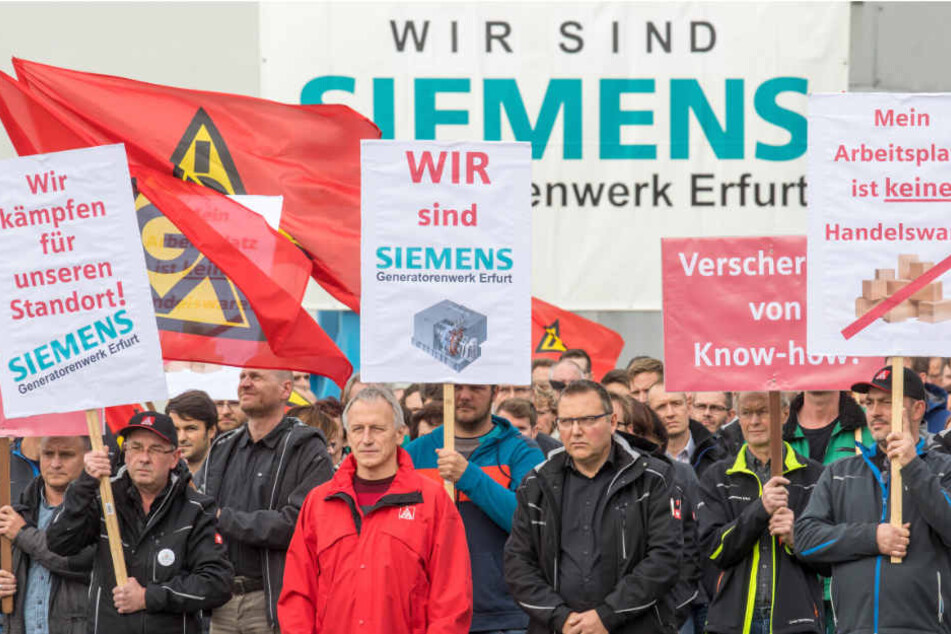 Schon in der vergangenen Woche protestierten die Mitarbeiter in Erfurt. (Archivbild)