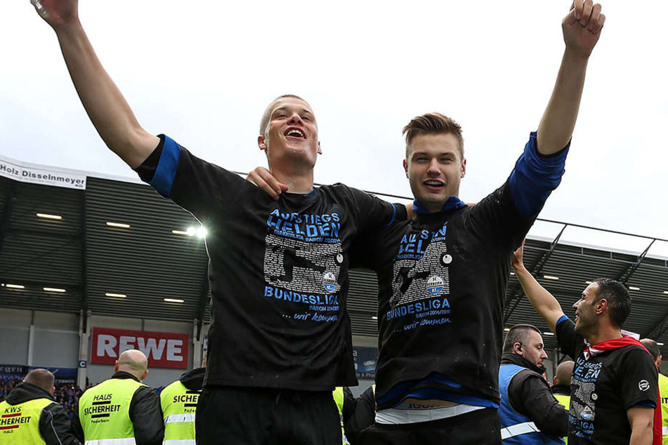 Mit dem SC Paderborn schaffte Hartherz (r.) 2014 den Aufstieg in die Erste Bundesliga.