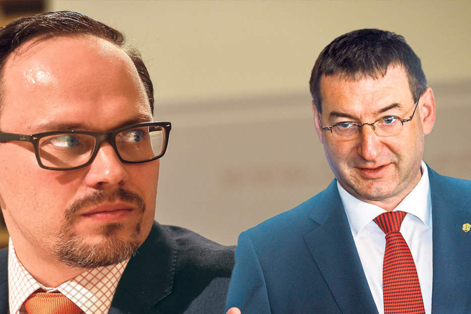 SPD-Fraktions-Chef Dirk Panter (43, li.) ist stinksauer auf
die CDU. CDU-Finanzexperte Jens Michel (50, re.) gilt als
strikter Gegner der Verbeamtung.