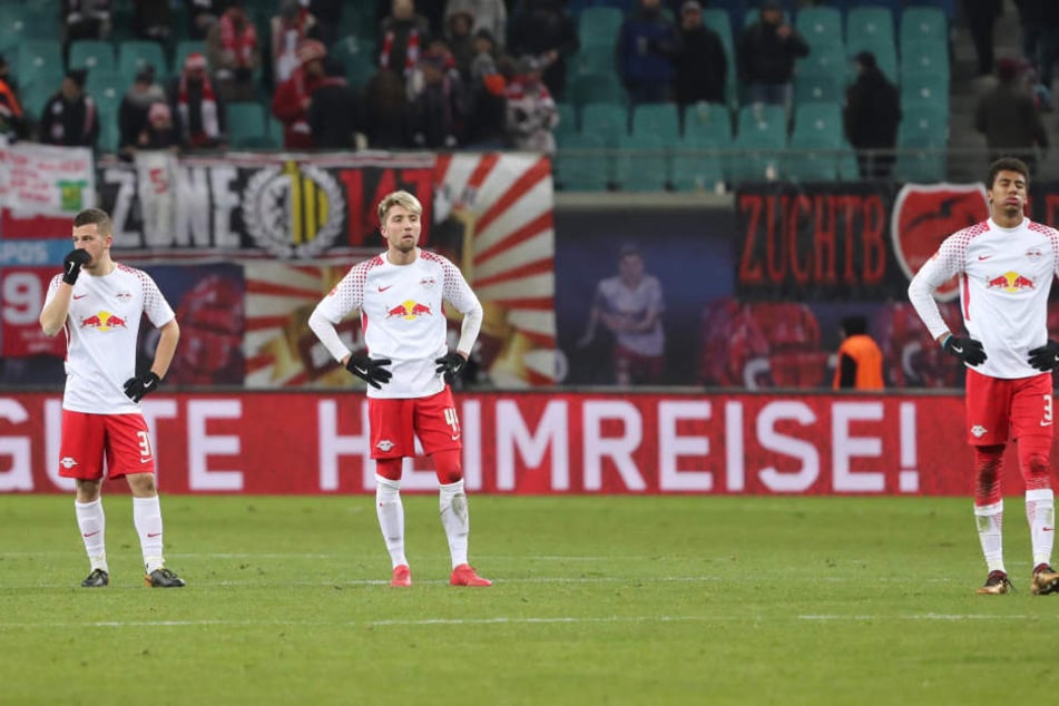 Ungläubiges Trio: Weder Diego Demme noch Kevin Kampl oder Bernardo (v.l.n.r.) konnten die Niederlage verstehen.