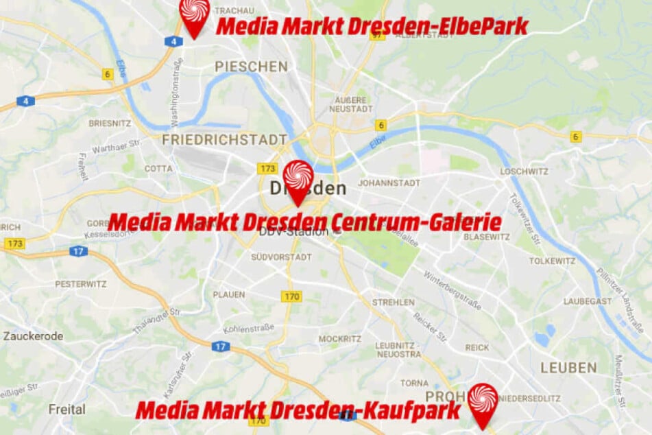 In Dresden gibt es an drei Standorten einen MediaMarkt.