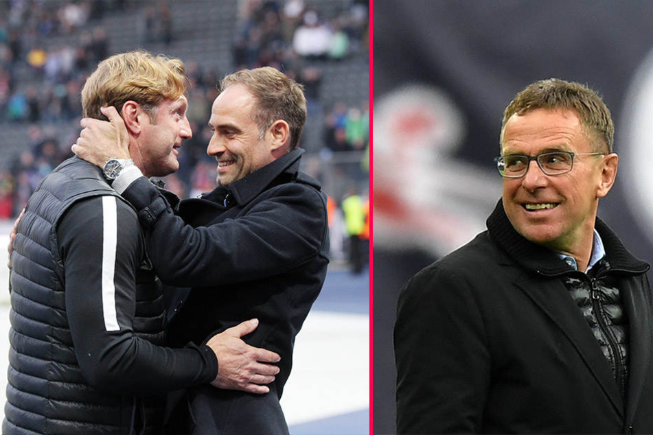 Trainer Ralph Hasenhüttl, Geschäftsführer Oliver Mintzlaff und Sportdirektor Ralf Rangnick (v.l.n.r.) können sicher für die nächste Saison planen.