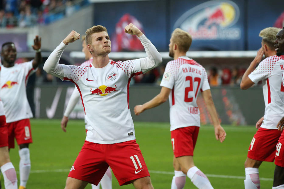 Timo Werner jubelt über seinen 1:0-Führungstreffer. Vier Treffer erzielte der Leipzig in vier Bundesligaspielen.