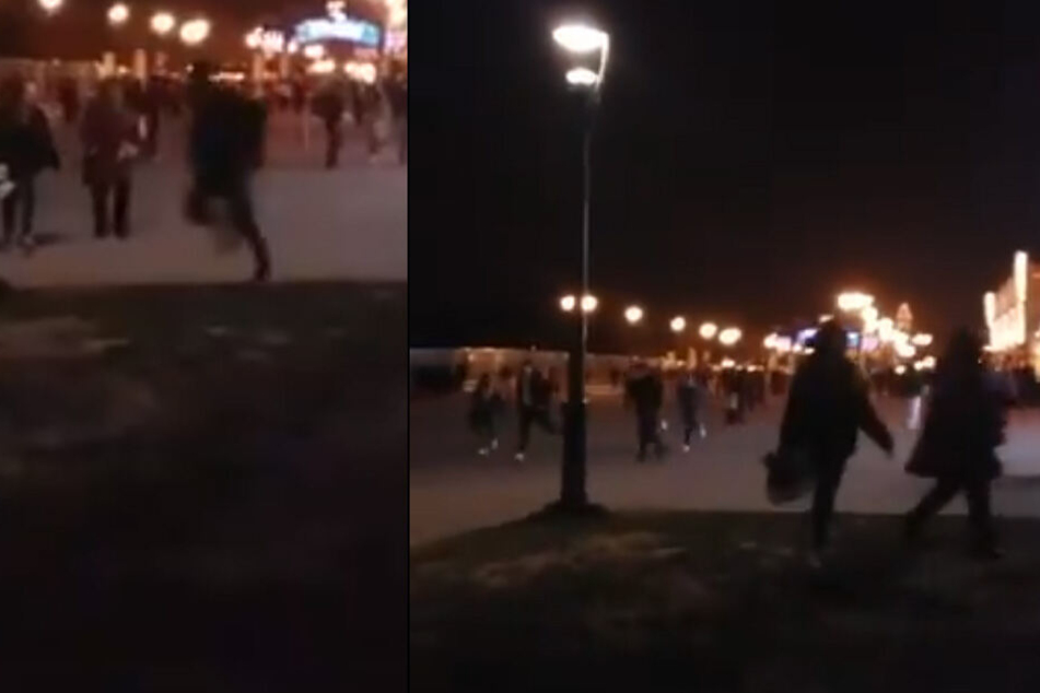 Twitter-Videos zeigen Menschen in Panik.