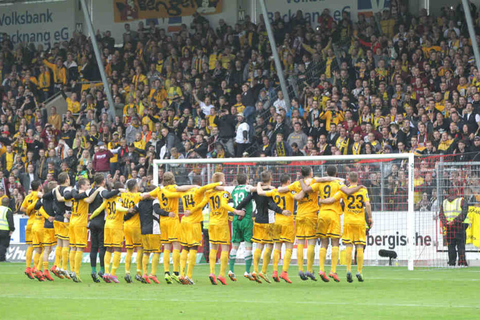 Dynamo feierte am 13. September 2014 den Sieg auf dem Ländle und war damals Spitzenreiter der 3. Liga.
