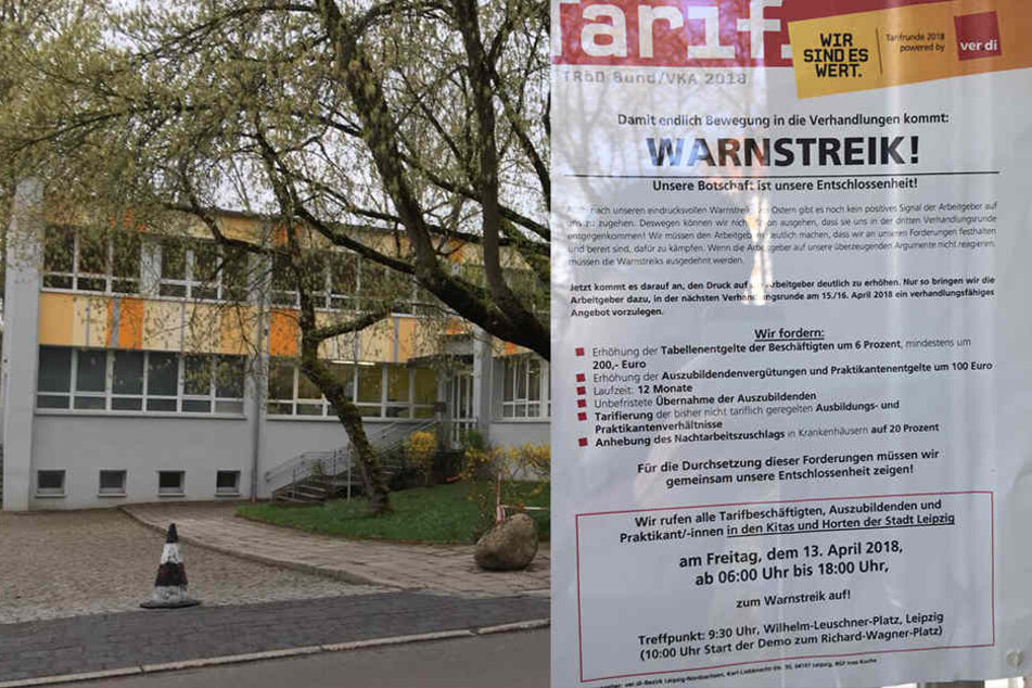 Der Kindergarten in der Kunzestraße in Leipzig bleibt am Freitag dicht. Im schließen sich Dutzende weitere Betreuungseinrichtungen in Sachsen und Sachsen-Anhalt an.