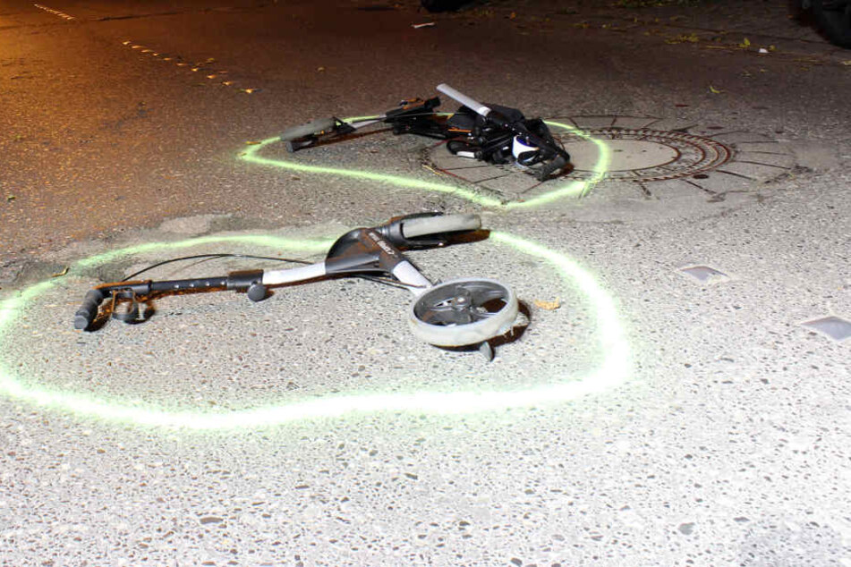 Der Rollator des Unfallopfers wurde entzwei gerissen.