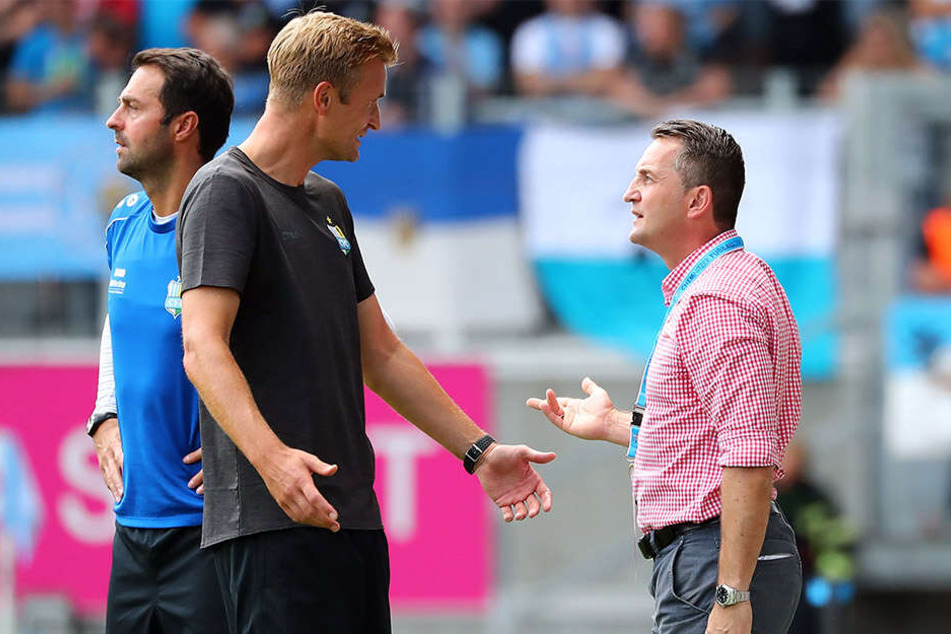 Redebedarf: CFC-Coach David Bergner (l.) und Sportchef Thomas Sobotzik.