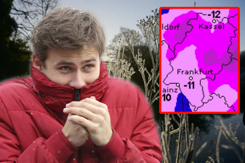 Ganz schön eisig: In Hessen sanken die Temperaturen auf bis zu -14 Grad. (Symbolbild/Fotomontage)