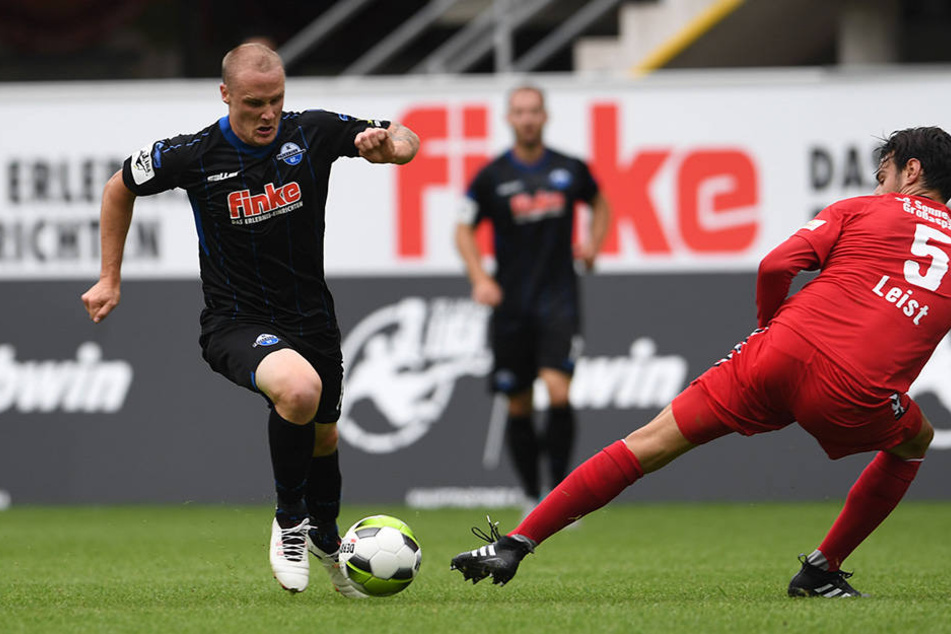 Sven Michel (li. 27) spielte gegen die SG Sonnenhof Großaspach eine klasse Partie.