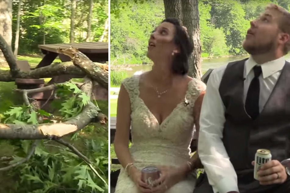 Cheyenne und Lucas blickten noch erschrocken nach oben, da kam der Baum schon auf sie zugerast. Zum Glück konnten sie beide retten.